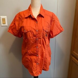 Harley Davidson Orange Biker Top Size Large
